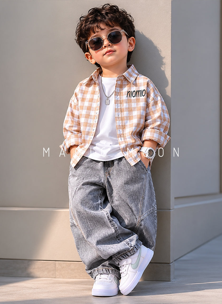 SHFS15 Boy's Full Sleeve Oversized Back Printed Shirt