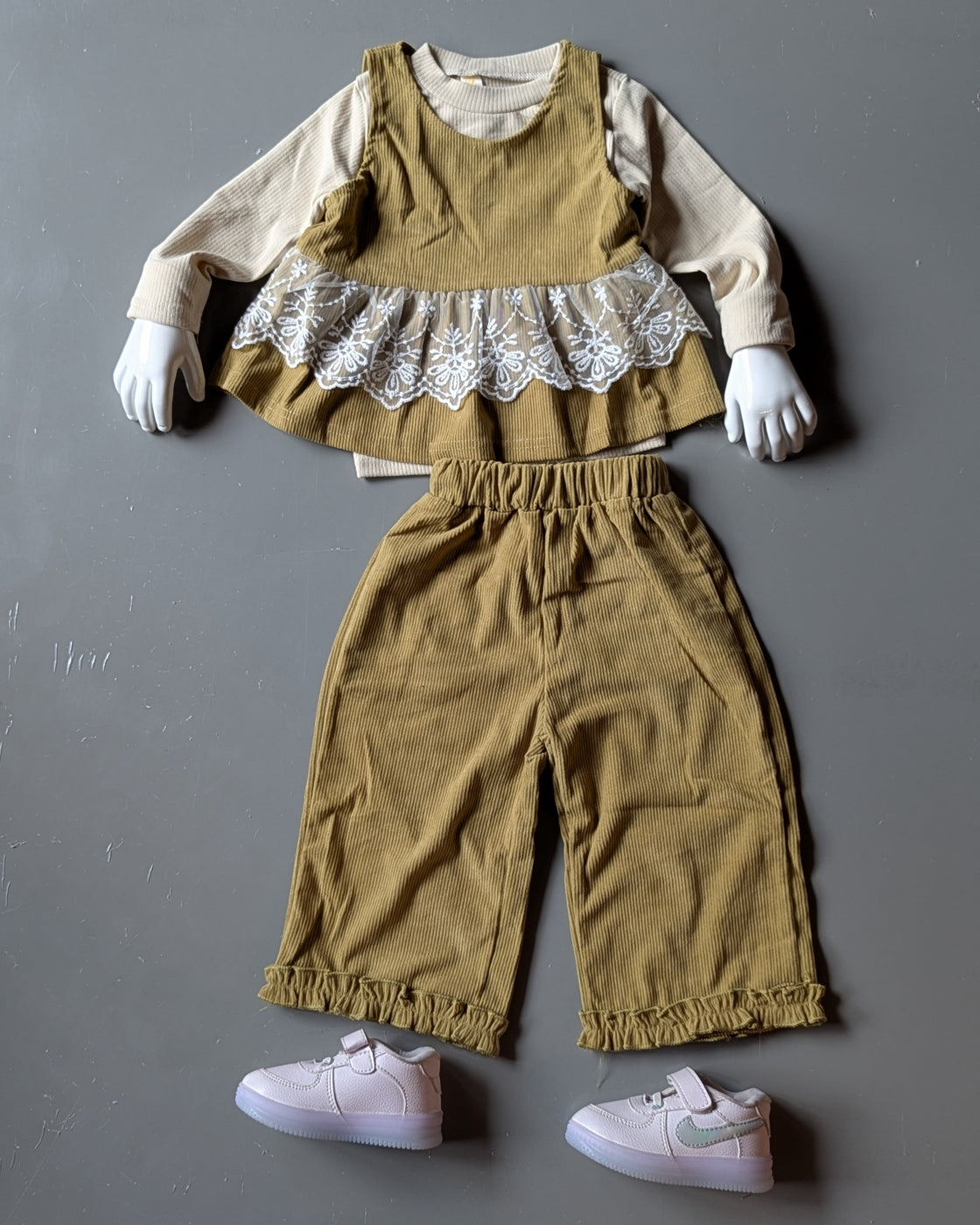 Full Sleeve Inner T Shirt, vest and Wide Leg Pant Set