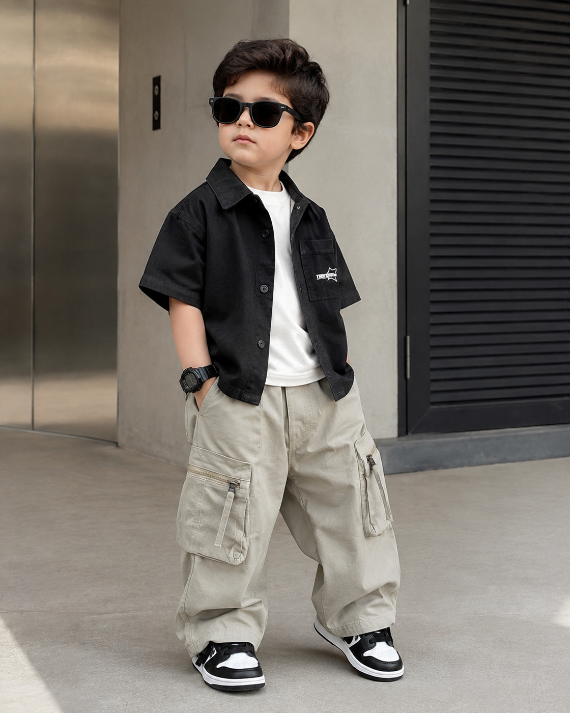 SHTCD01-003 Boy's Half Sleeve Oversized Shirt