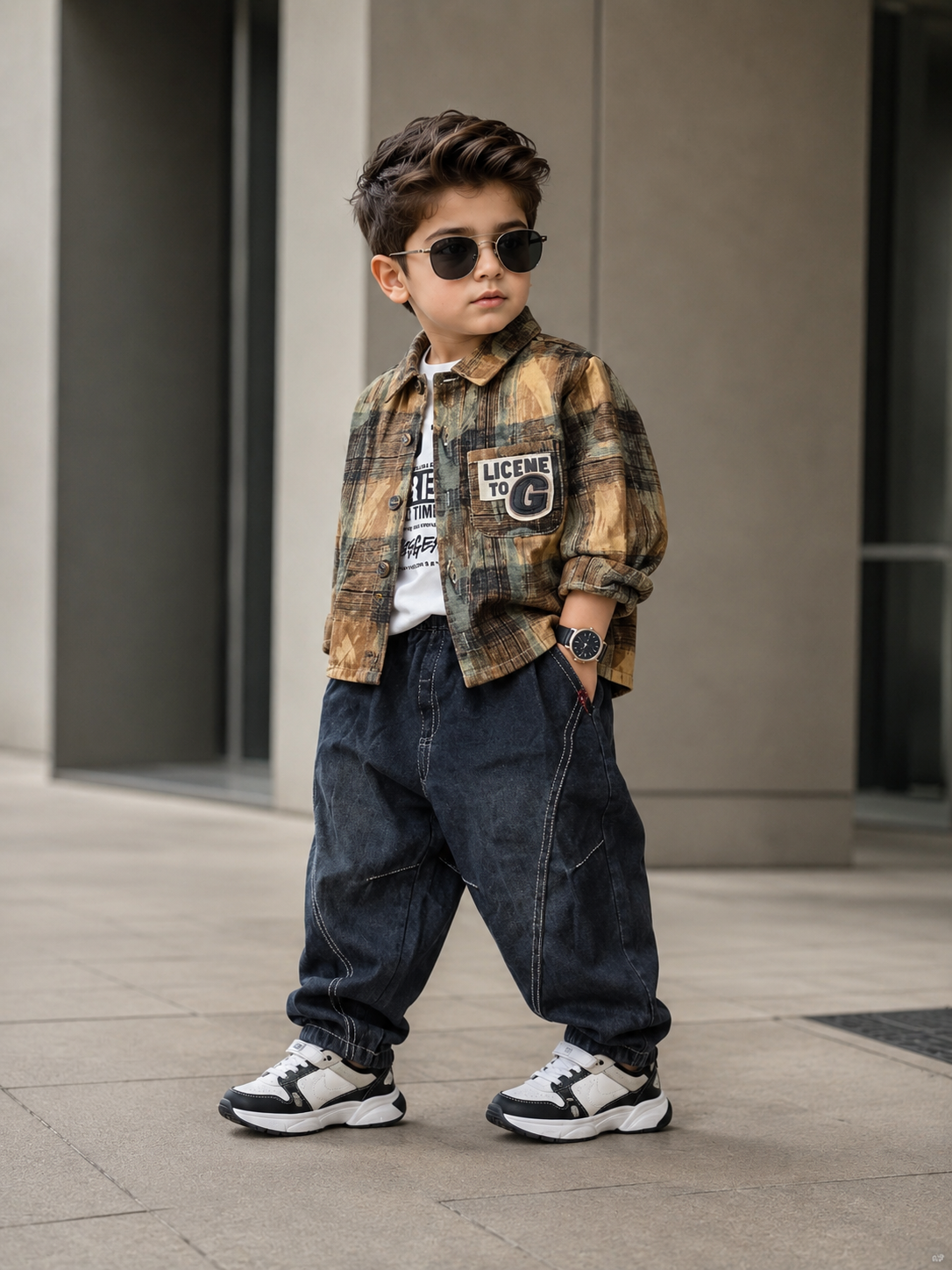 STIM110-01 Unisex Full Sleeve Oversized Denim Jacket with Inner T Shirt and Pant Set