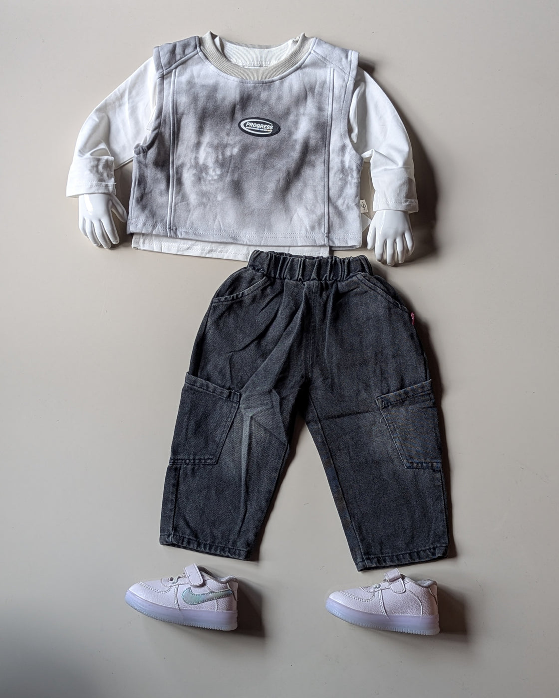 ST104 Unisex Full Sleeve Oversized T Shirt with Vest and Pant Set