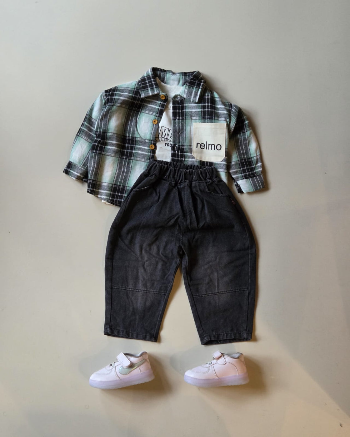 STIM109-07 Unisex Full Sleeve Oversized Shirt with Inner T Shirt and Pant Set