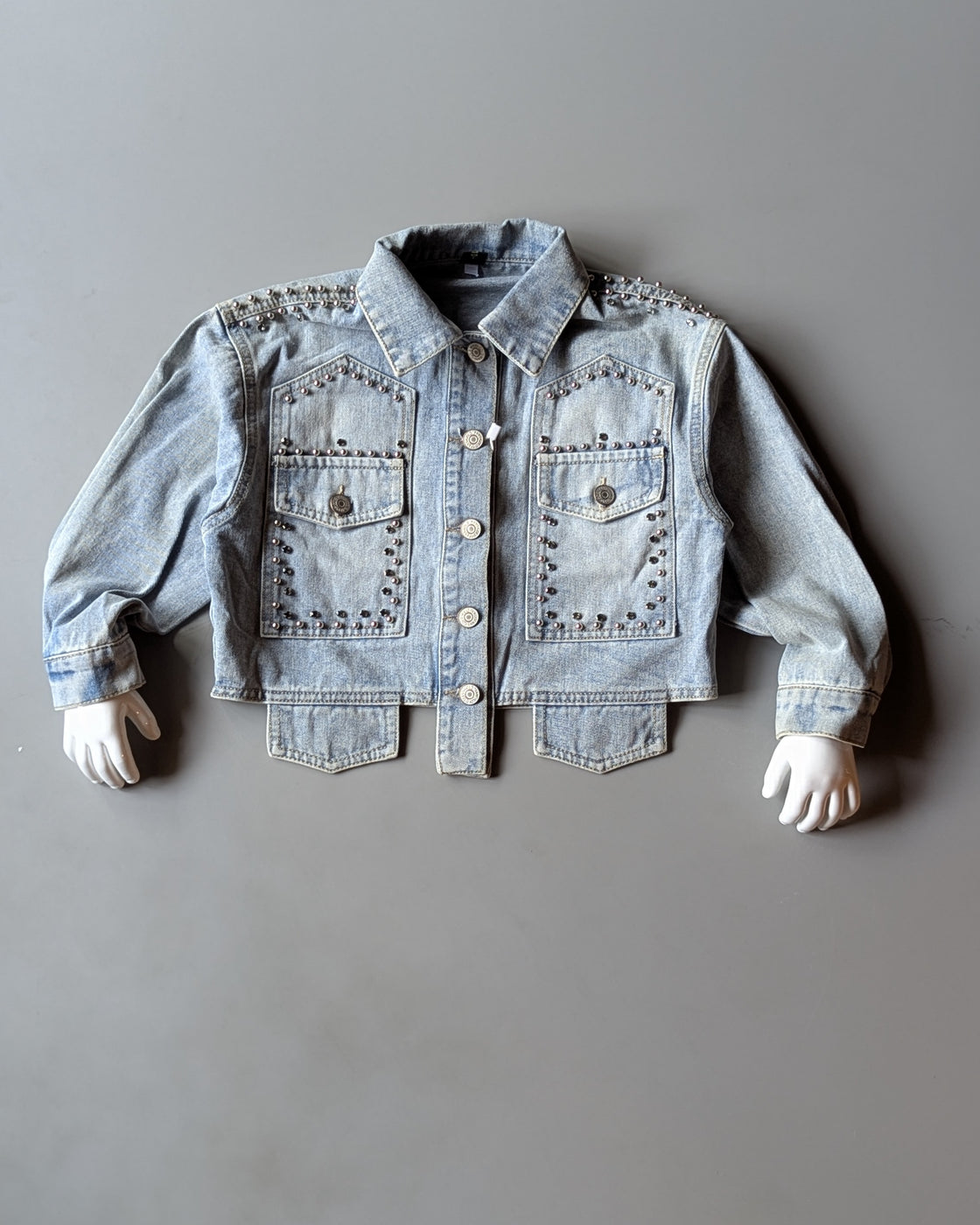Girl's Full Sleeve Oversized Denim Jacket