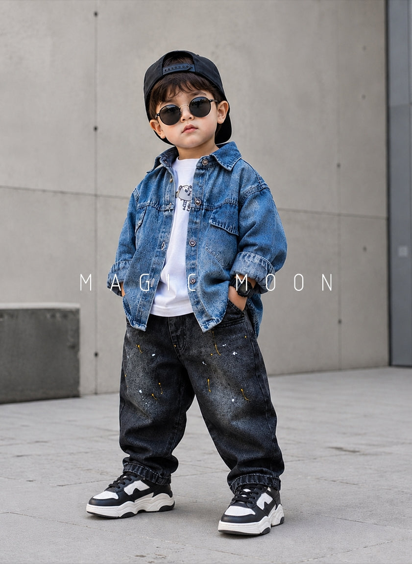 JKT02 Unisex Full Sleeve Oversized Denim Jacket with Inner T Shirt