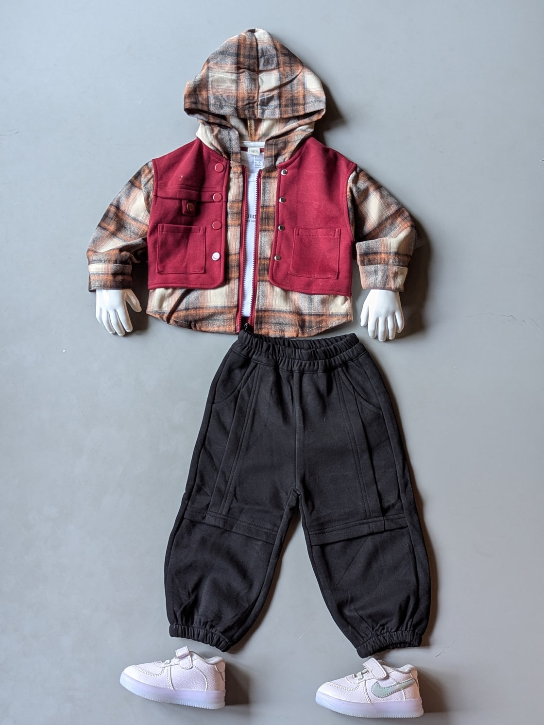 ST100 Unisex Full Sleeve Oversized Hooded Jacket Inner T Shirt and Pant Set