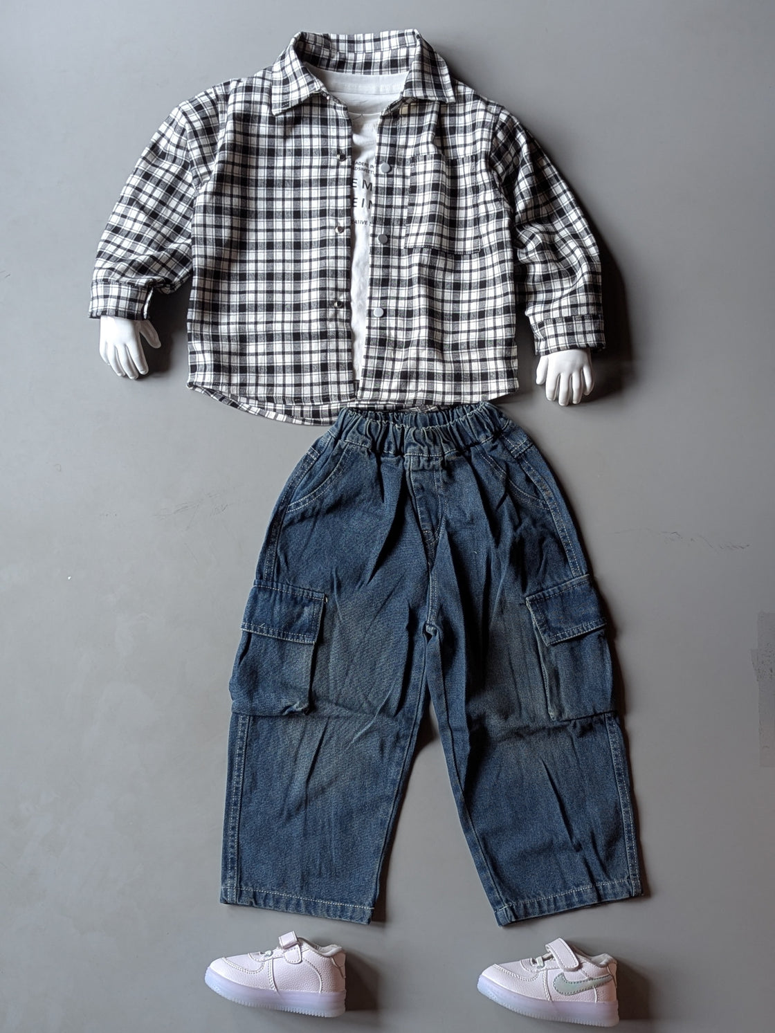 Unisex Full Sleeve Oversized Shirt Inner T Shirt and Pant Set