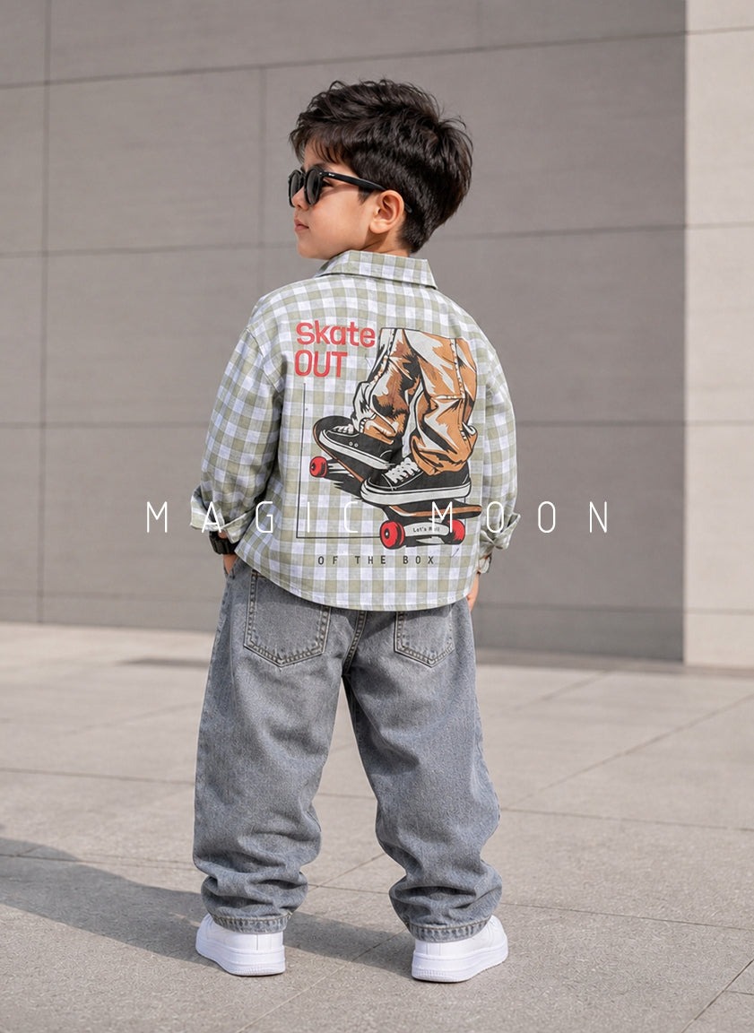 SHFS15 Boy's Full Sleeve Oversized Back Printed Shirt