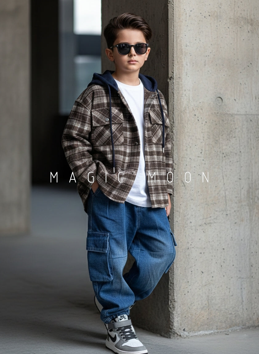 Unisex Full Sleeve Oversized Hooded Jacket Inner T Shirt and Pant Set