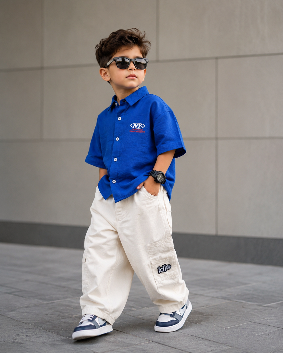SHGMI02-02 Boys Half Sleeve Oversized Shirt