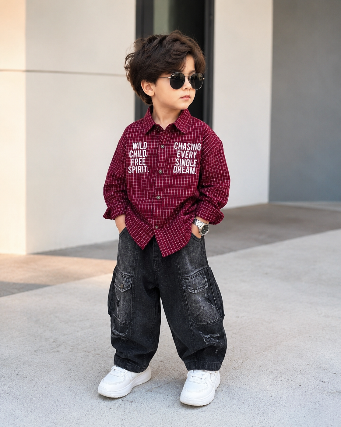 SHFS22 Boys Full Sleeve Oversized Shirt