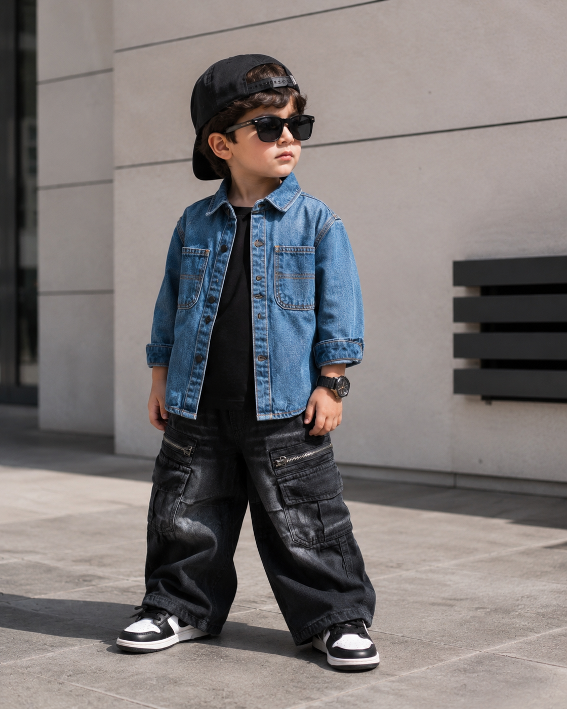 SHFS26 Boys Full Sleeve Oversized Denim Shirt