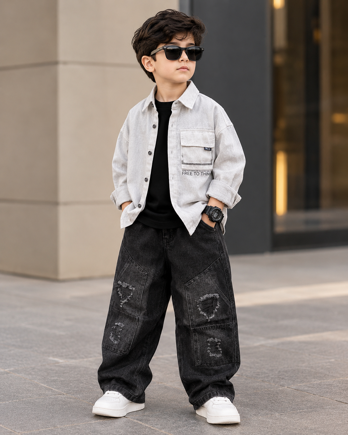 SHFB05 Unisex Full Sleeve Oversized Denim Shirt