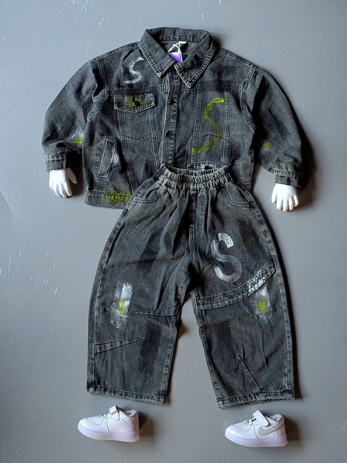 Unisex Oversized Denim Full Sleeve Jacket and Baggy Jeans set