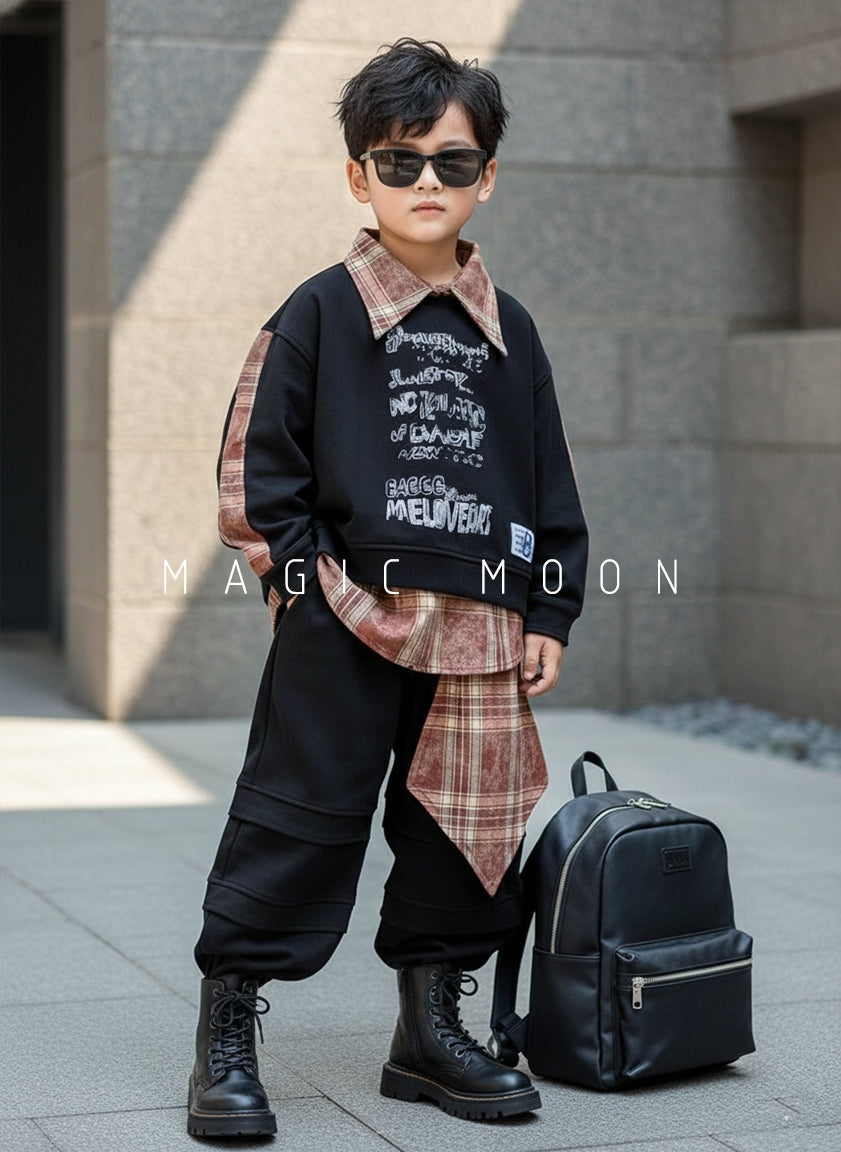 Unisex Full Sleeve Oversized Layered Look T Shirt with Baggy Pant Set