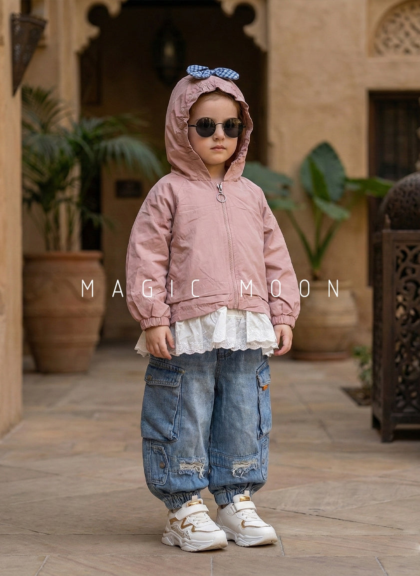Girl's Full Sleeve Oversized Hooded Jacket