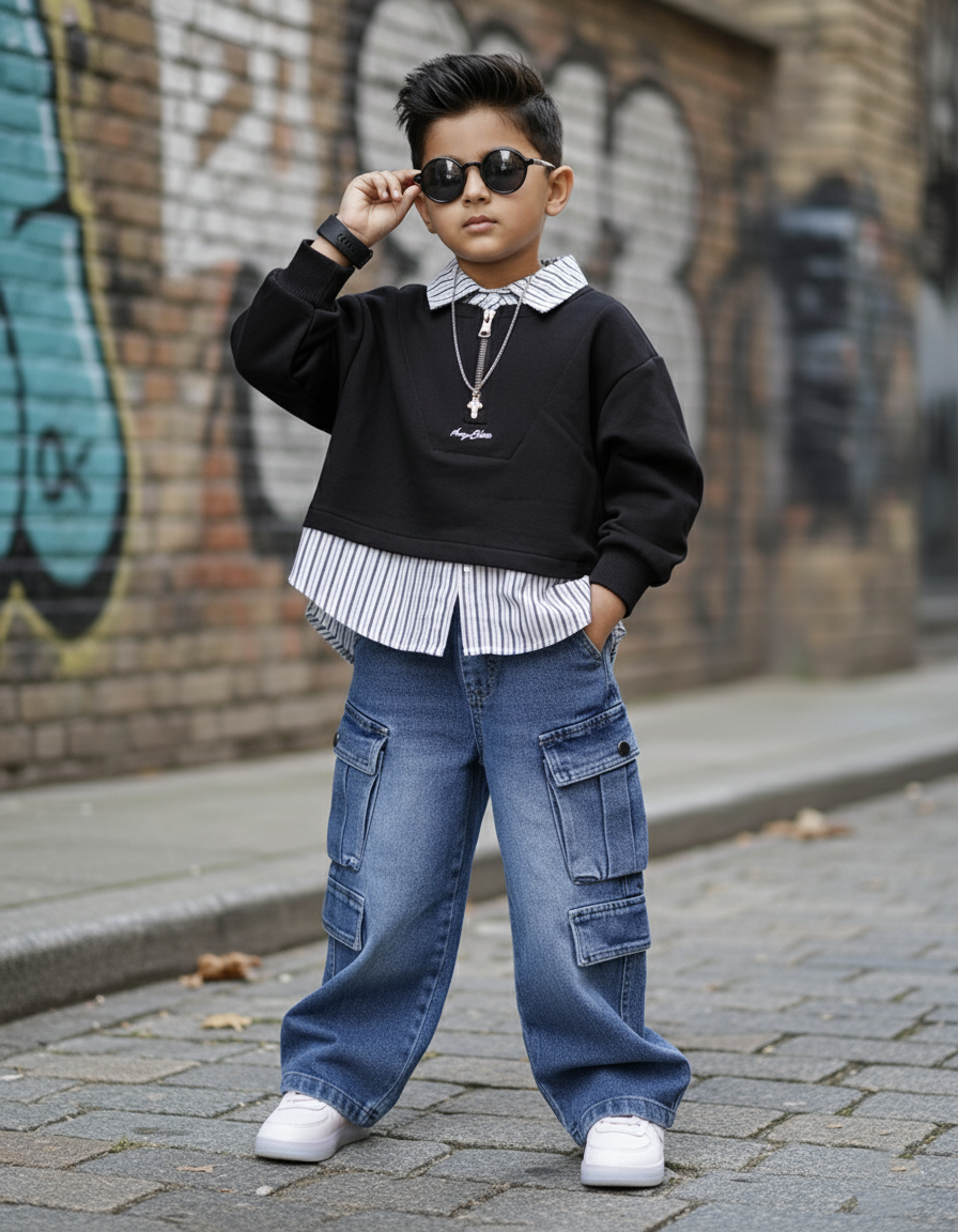 Unisex Full Sleeve Oversized Layered Look Shirt