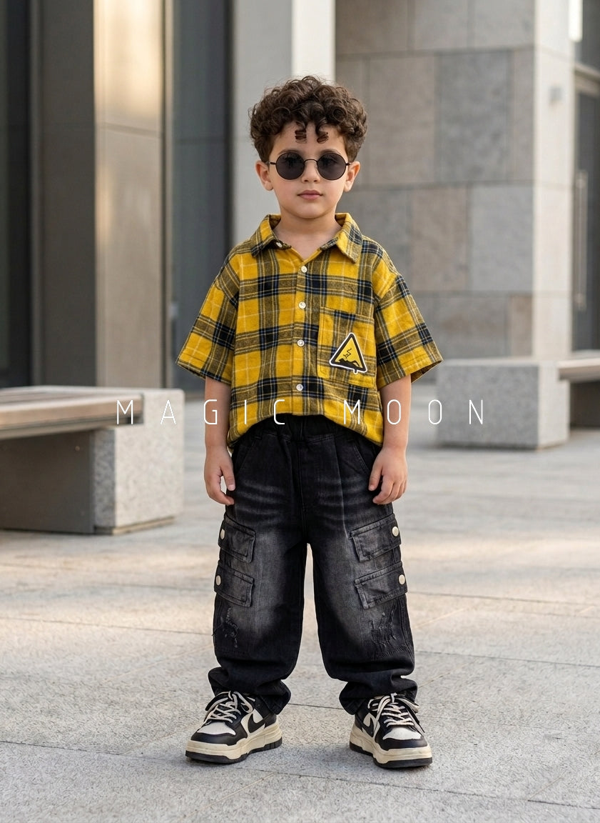 SHHS02 Boy's Half Sleeve Back Printed Oversized Shirt