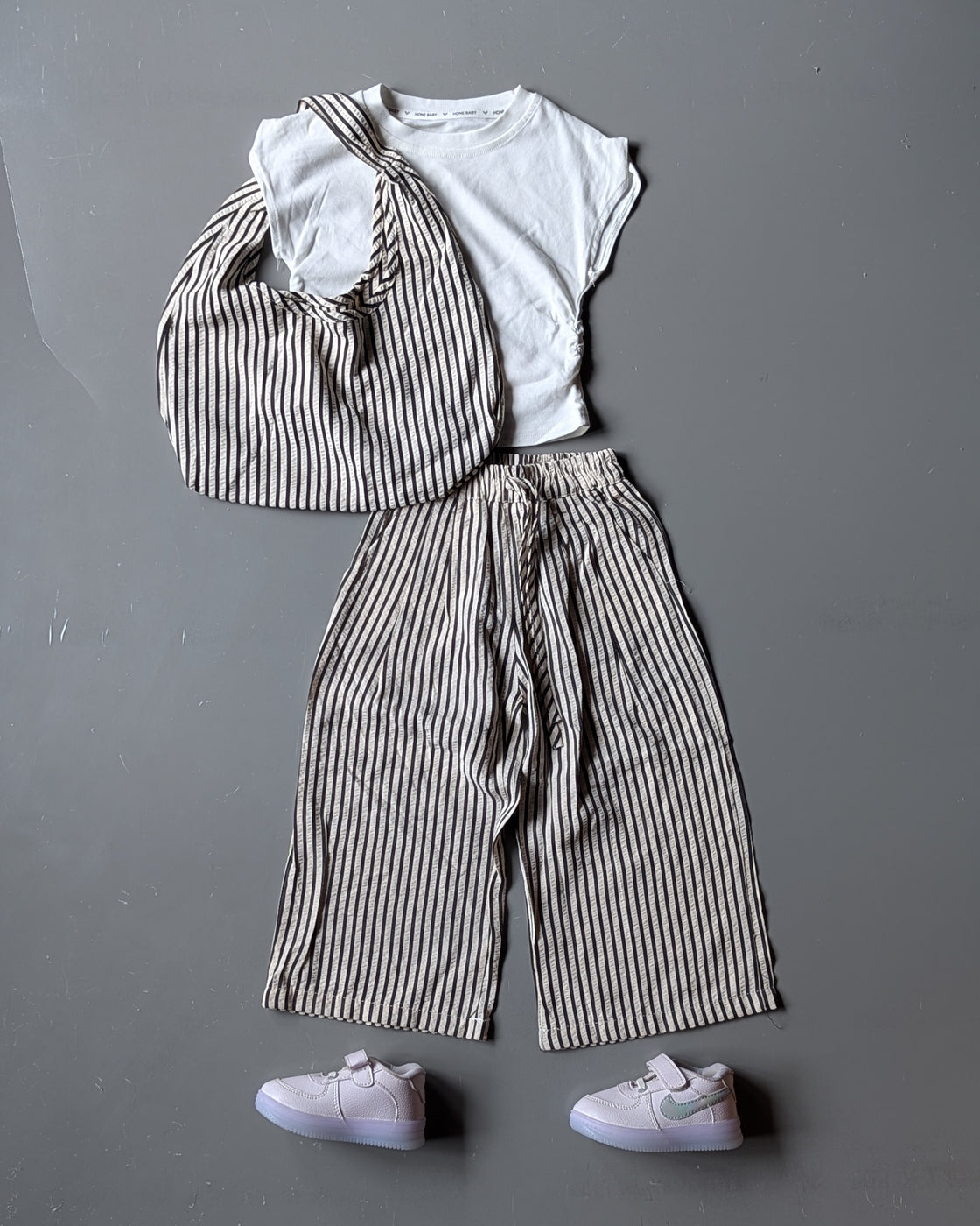 Girl's Top, Wide Leg Pant with Bag Set