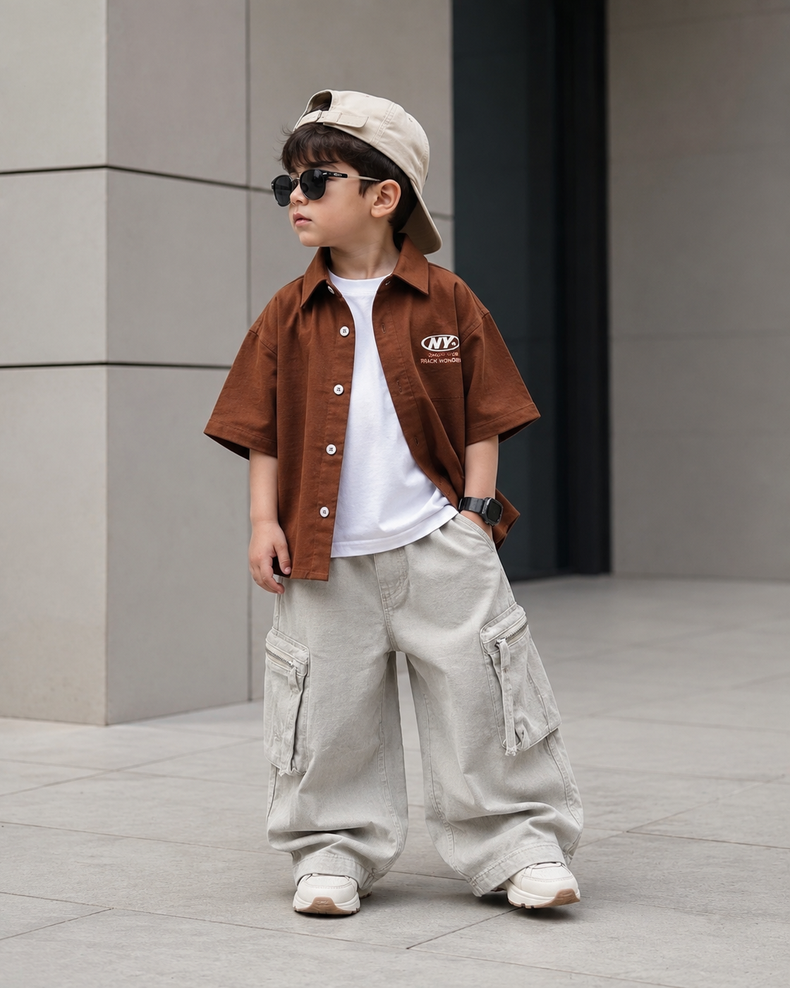 SHGMI02-04 Boys Half Sleeve Oversized Shirt