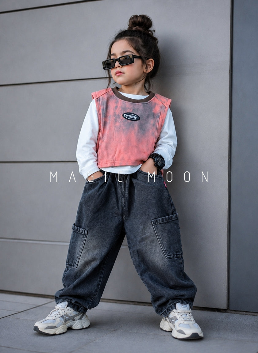 ST104 Unisex Full Sleeve Oversized T Shirt with Vest and Pant Set