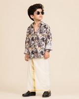 SHGMH02-01 Boys Full Sleeve Oversized Floral Print Shirt