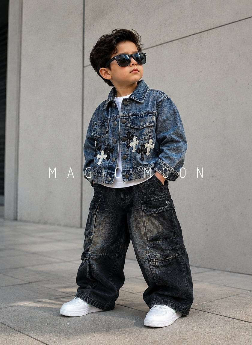 JKT02 Unisex Full Sleeve Oversized Denim Jacket