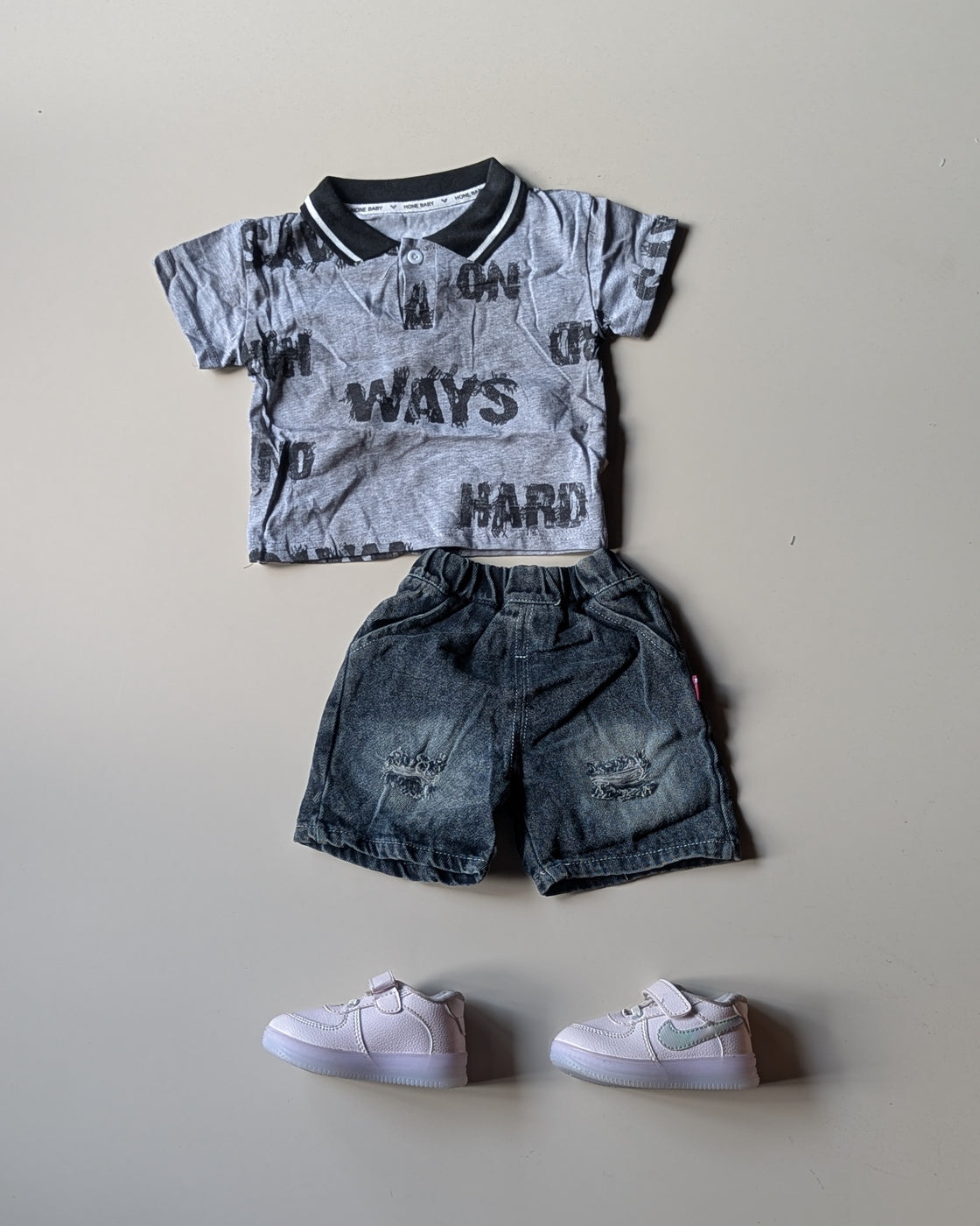 ST105 Unisex Half Sleeve Oversized Polo T Shirt and Shorts Set