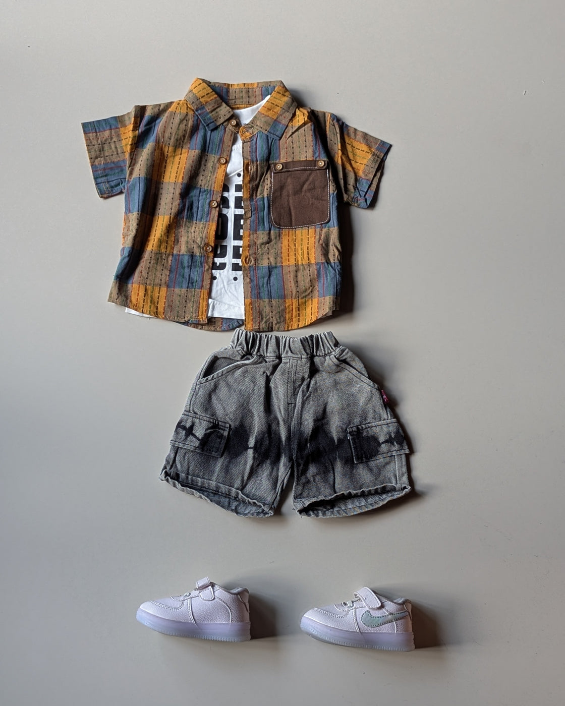 ST105 Unisex Half Sleeve Oversized Shirt with Inner T Shirt and Shorts Set