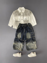 STIM166 Boys Full Sleeve Oversized Shirt with Super Baggy Jeans