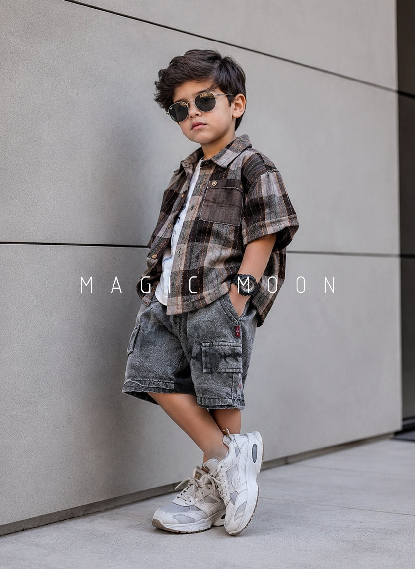 ST105 Unisex Half Sleeve Oversized Shirt with Inner T Shirt and Shorts Set