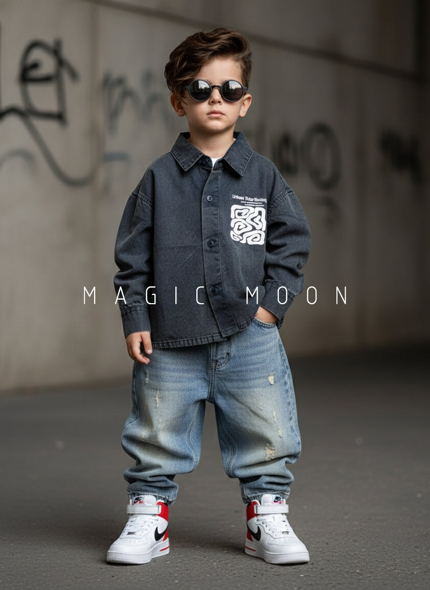 Boy's Full Sleeve Oversized Shirt