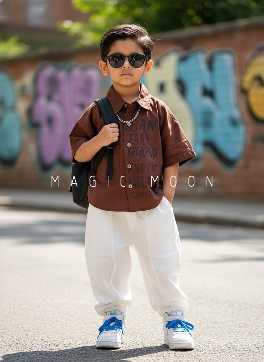 Boy's Half Sleeve Oversized Shirt