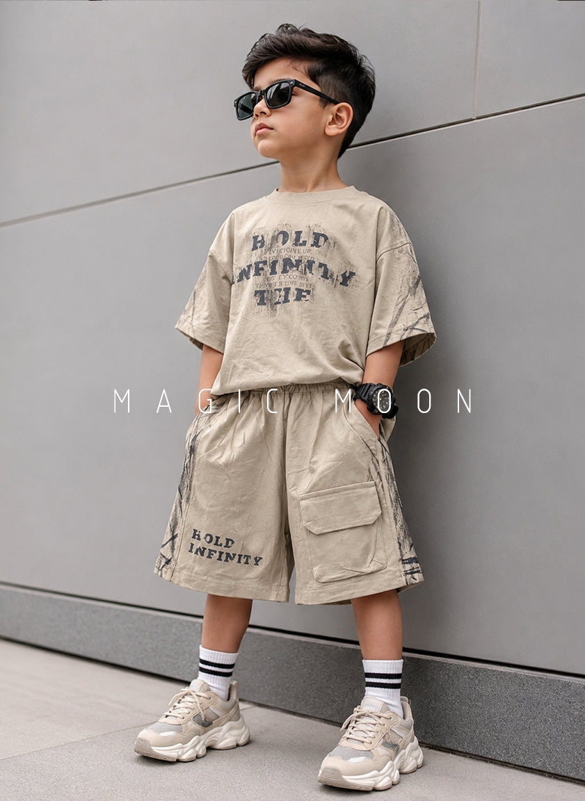 ST105 Unisex Half Sleeve Oversized T Shirt and Shorts Set