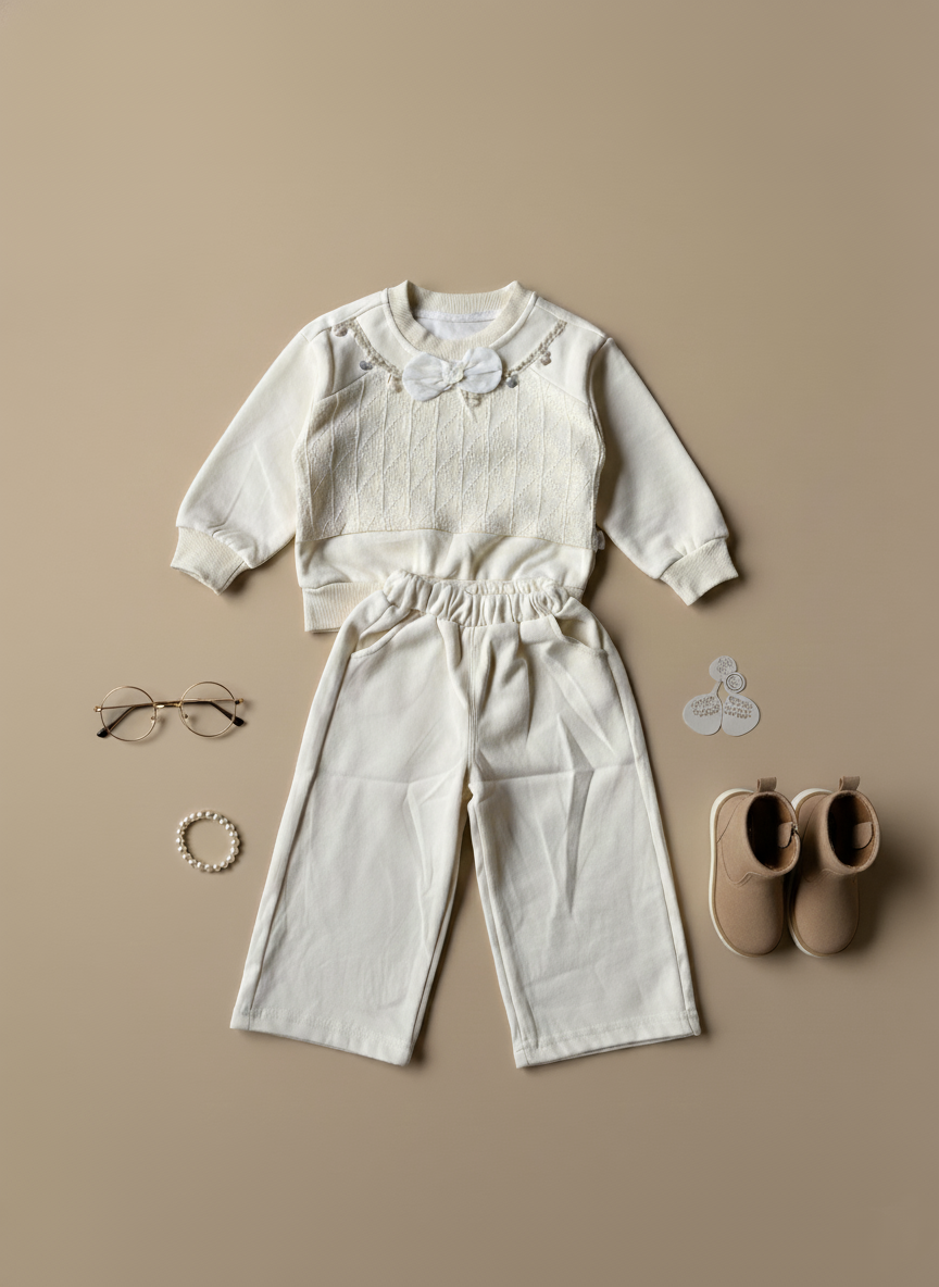Girl's Full Sleeve T Shirt and Wide Leg Pant Set