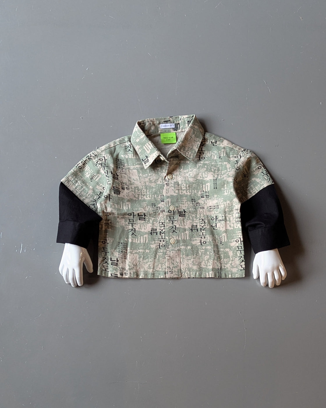 Full Length Layered Sleeve All Over Printed Oversized Shirt