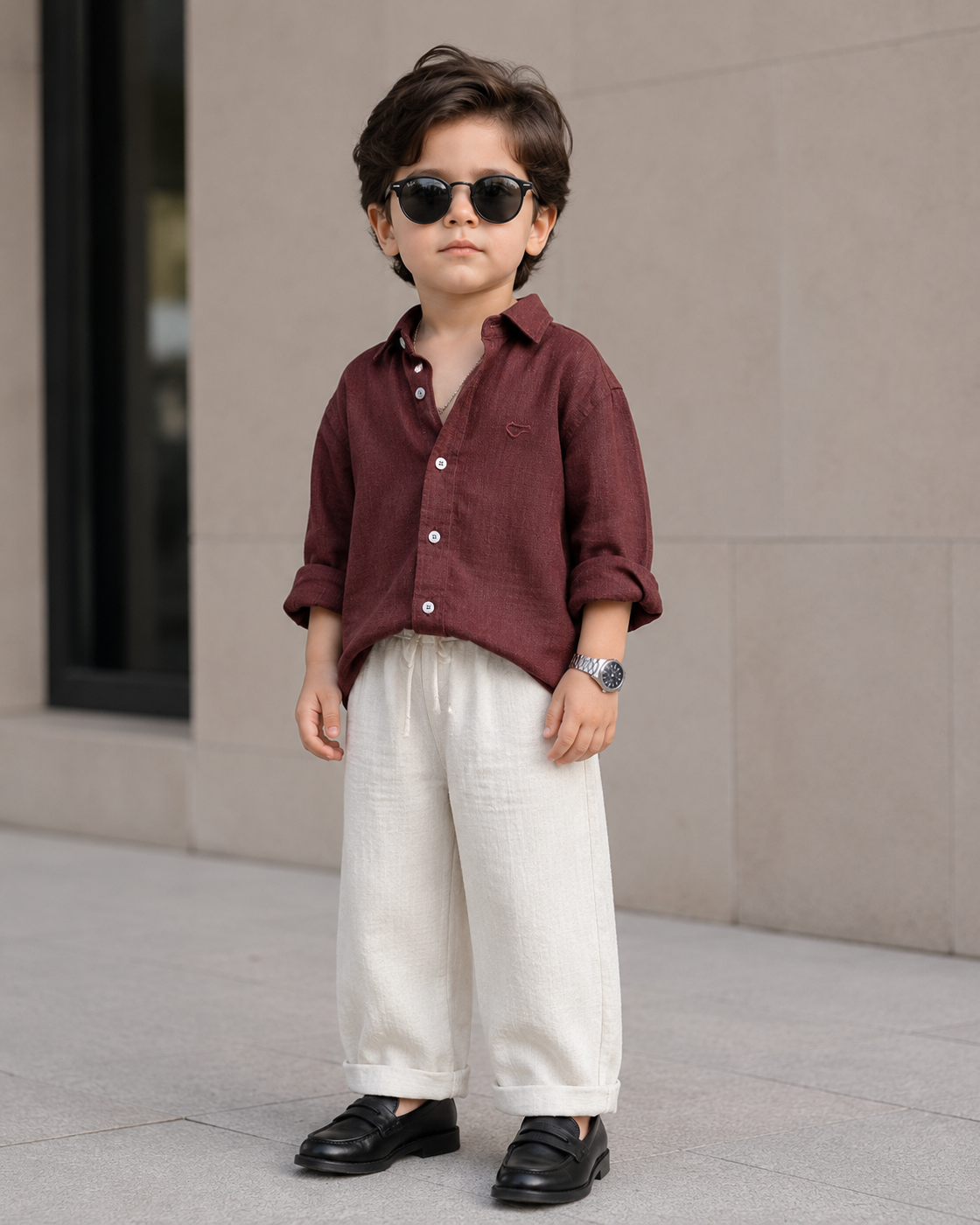 SHFS24 Boys Full Sleeve Oversized Linen Shirt