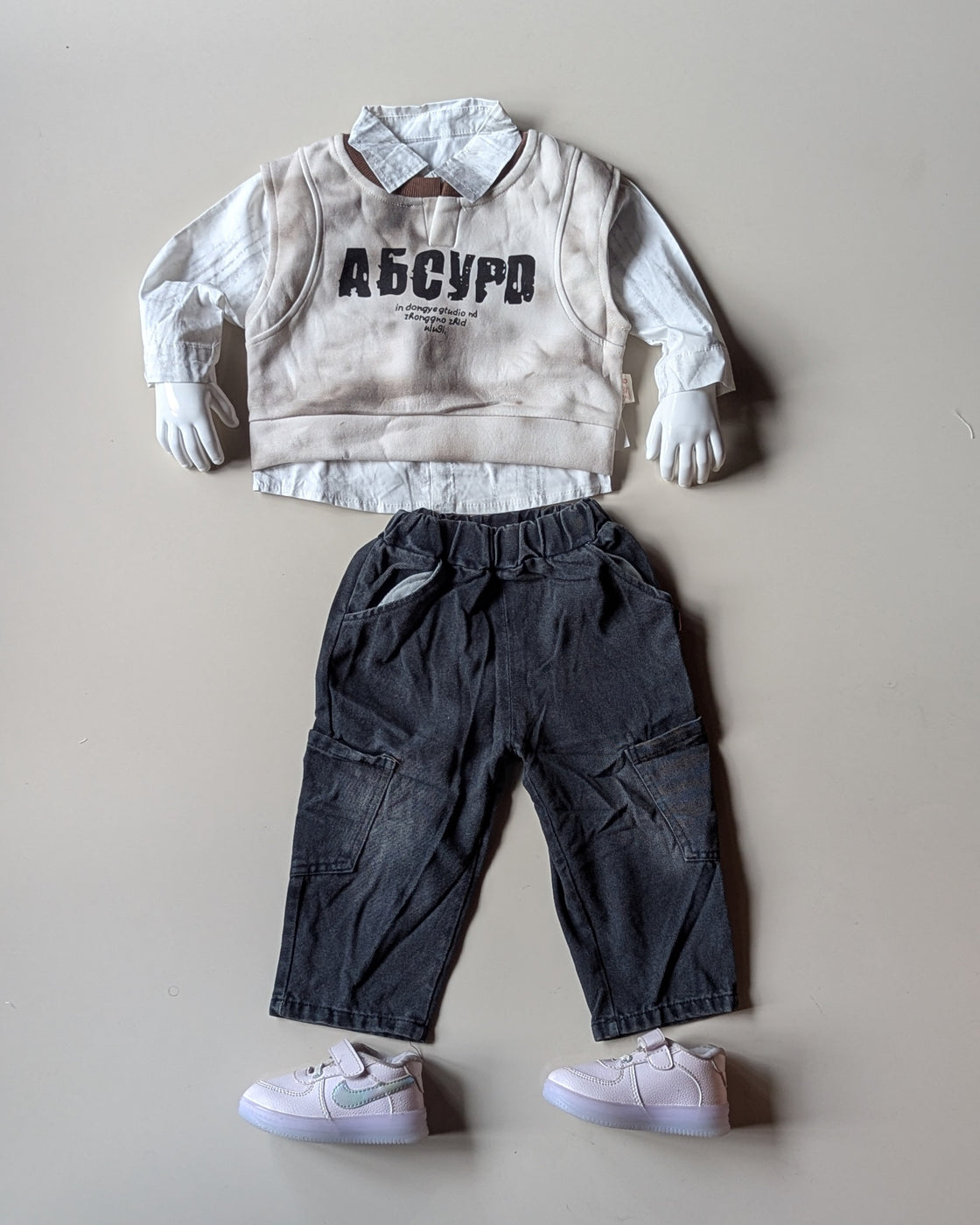 ST104 Unisex Full Sleeve Oversized Shirt with Vest and Pant Set
