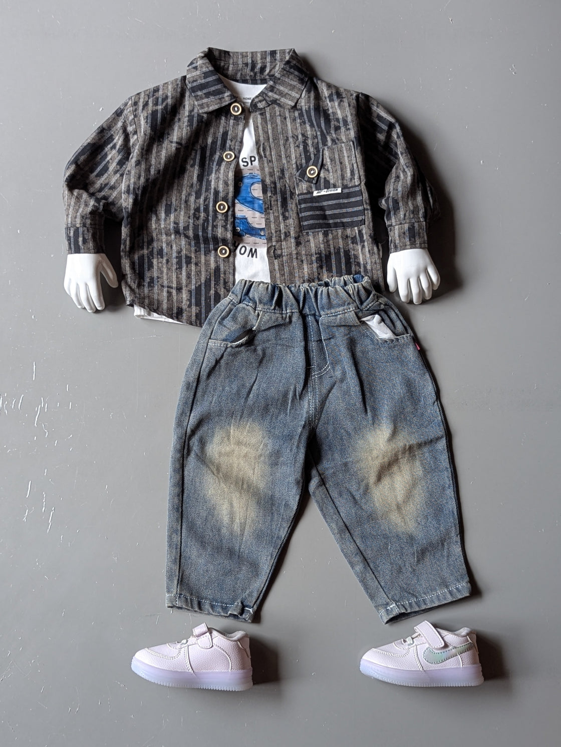 Unisex Full Sleeve Oversized Shirt, Inner T Shirt and Pant Set