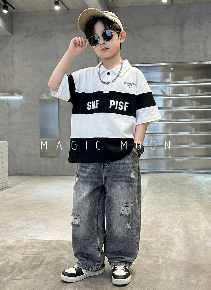 Unisex Half Sleeve Oversized Polo Neck T Shirt