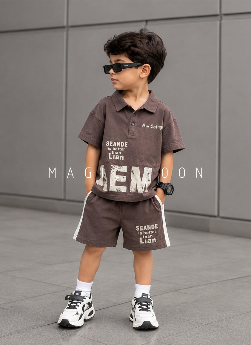 ST105 Unisex Half Sleeve Oversized Polo T Shirt and Shorts Set
