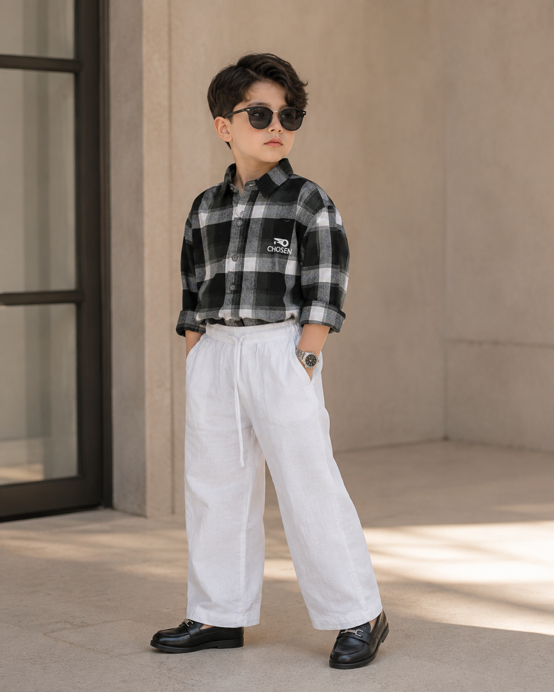SHGME02-03 Boys Full Sleeve Oversized Check Shirt