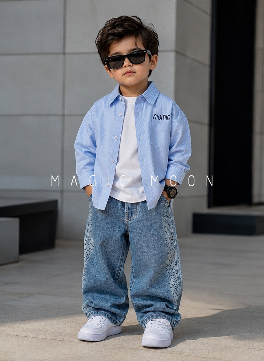 SHFS16 Boy's Full Sleeve Oversized Back Printed Shirt