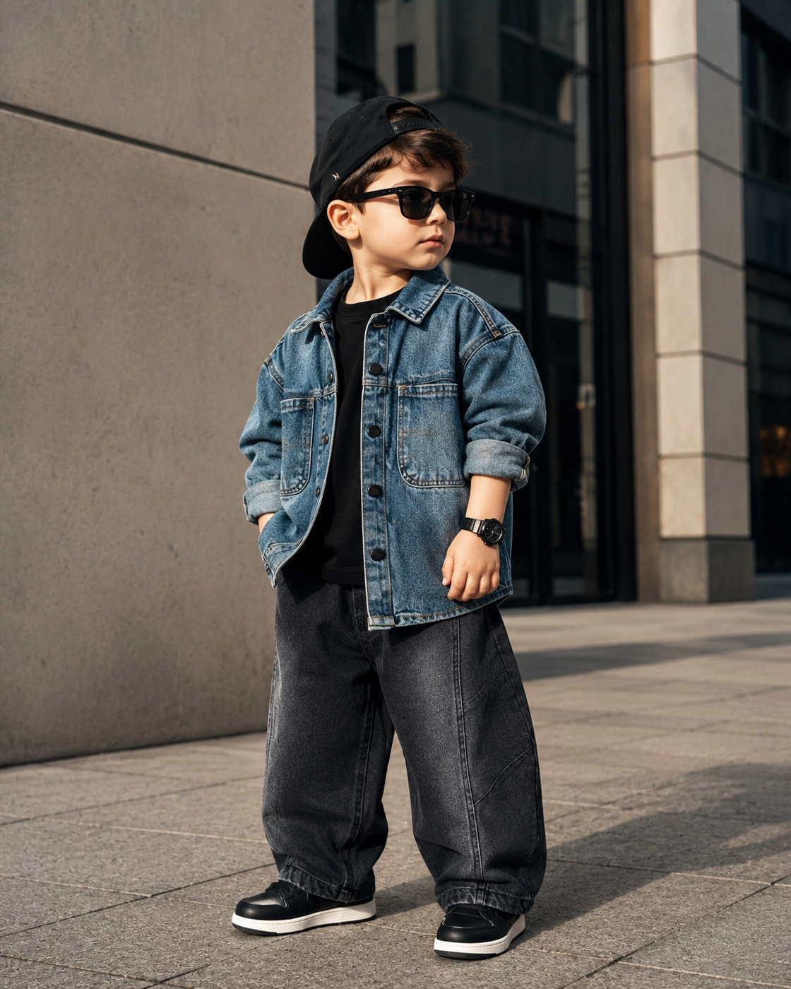 SHFS26 Boys Full Sleeve Oversized Denim Shirt