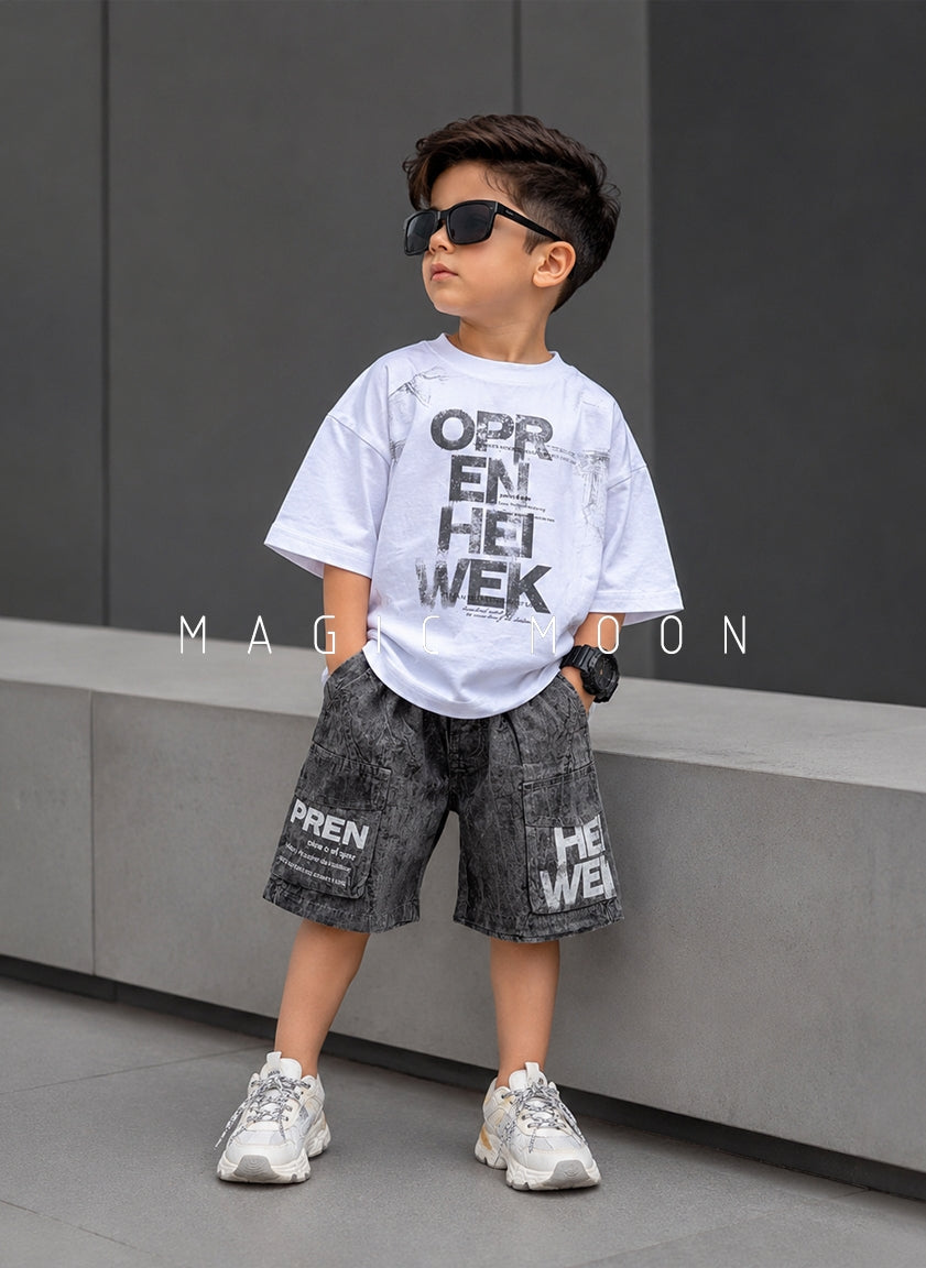 ST105 Unisex Half Sleeve Oversized T Shirt and Shorts Set