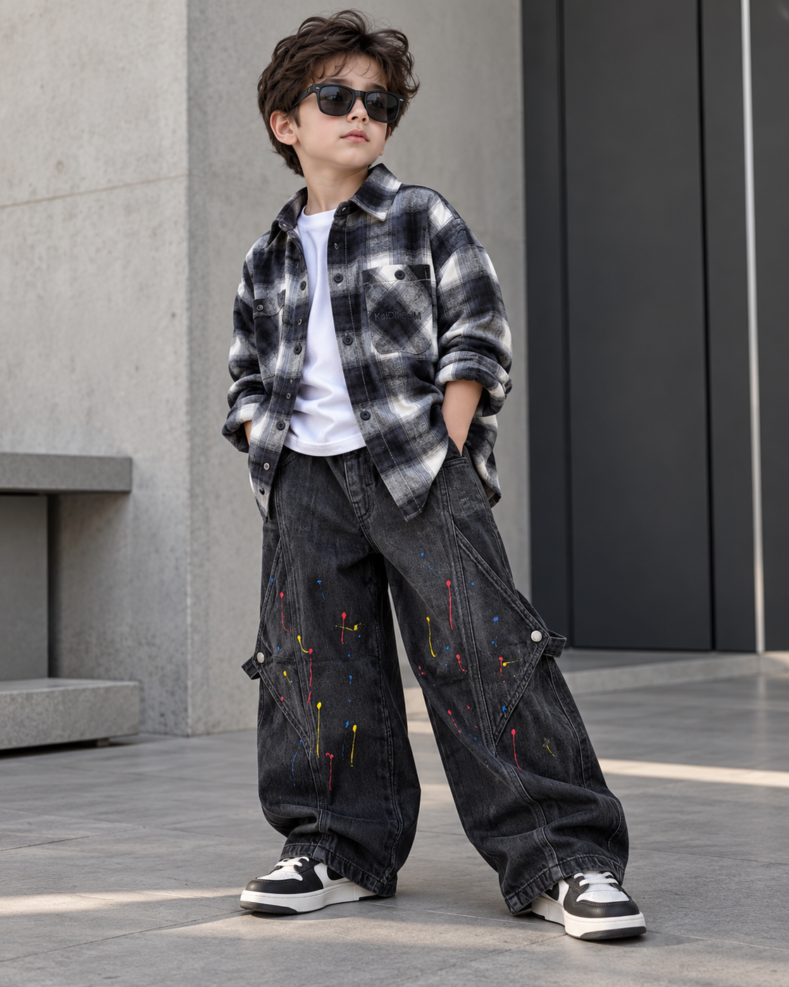 SHIMN14-03 Unisex Full Sleeve Oversized Check Shirt