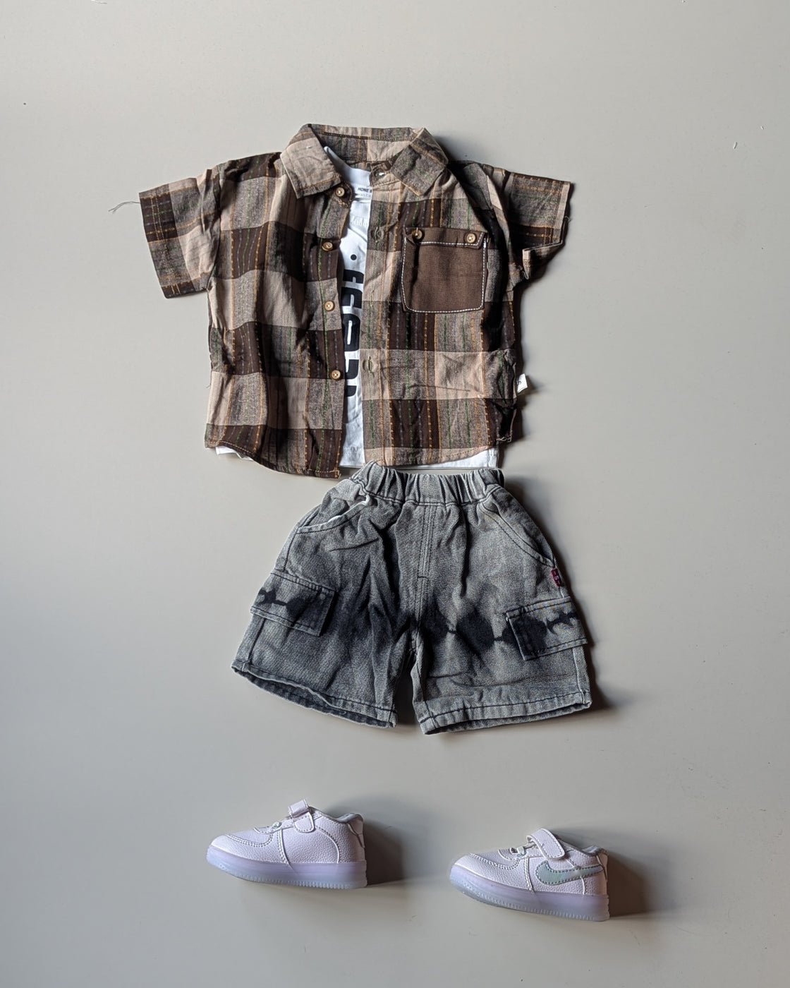 ST105 Unisex Half Sleeve Oversized Shirt with Inner T Shirt and Shorts Set