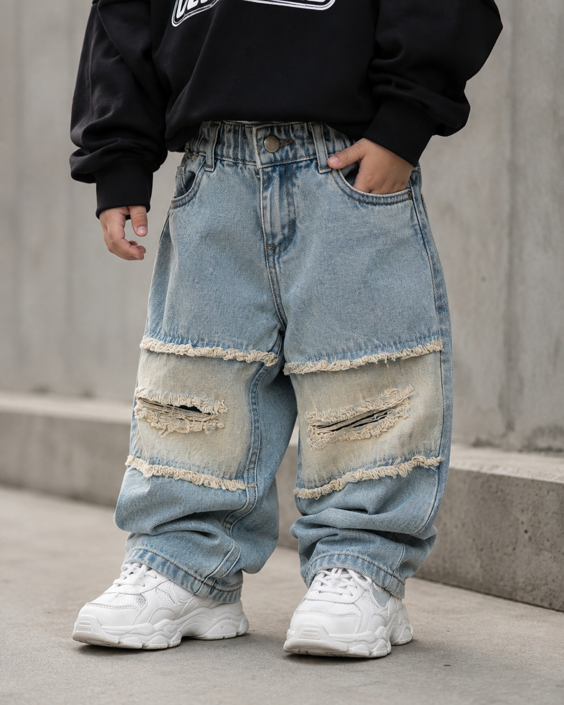 JNS111 Unisex Distressed Baggy Jeans