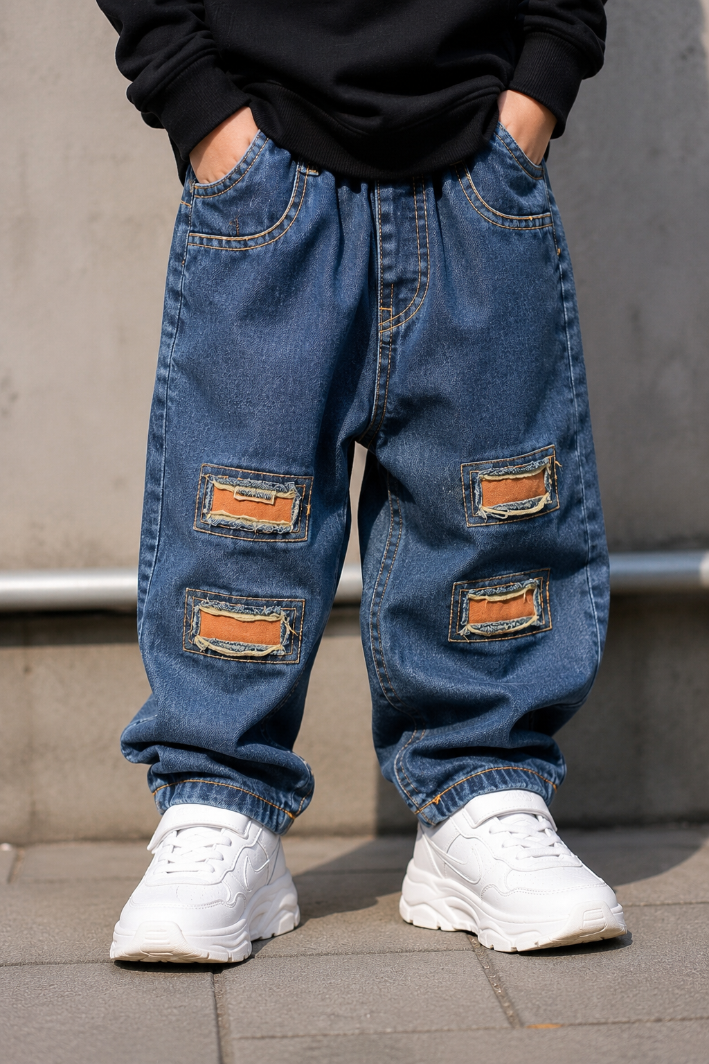 JNS107 Unisex Distressed Baggy Jeans
