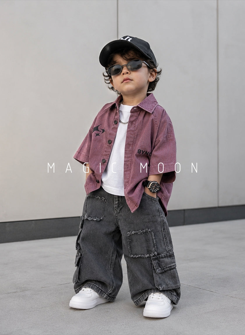 SHHS07 Boy's Half Sleeve Oversized Shirt