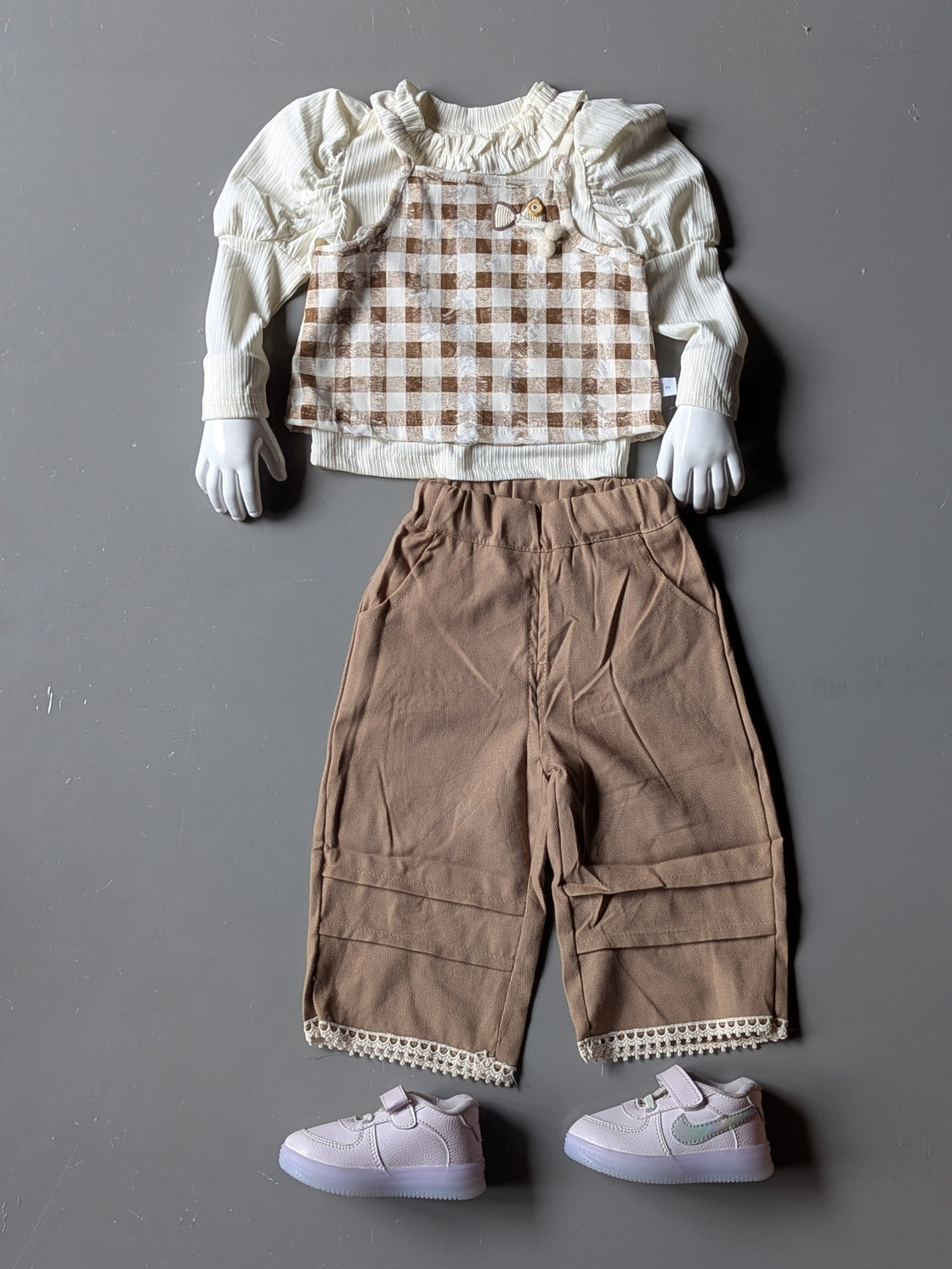 Full Sleeve T Shirt,Check Vest with Pant Set